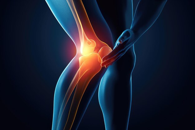 3D-иллюстрация болезненного колена Концепция боли в колене Медицинская концепция