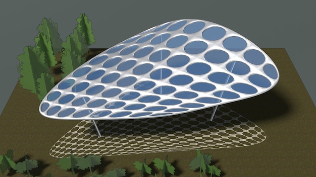 Photo 3d illustration of parametric pavilion