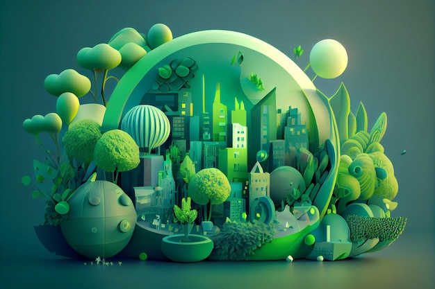 3D Illustration Pastel Color Landscape