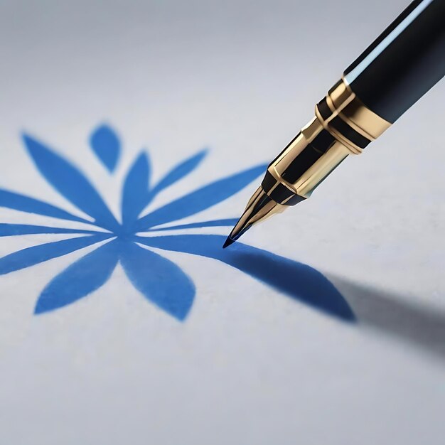 3d illustration of pen putting blue ticks on paper