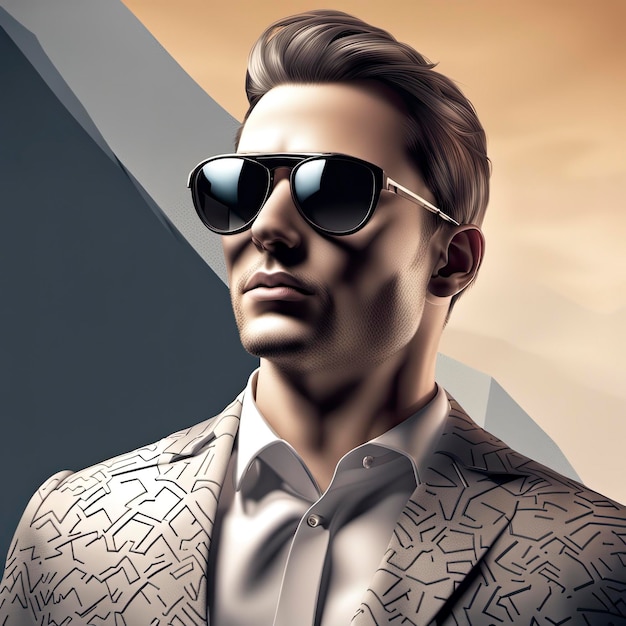 3d illustration of person with sunglasses