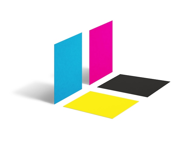 3D 일러스트레이션 전망 비지니스 카드 모 고립된 CMYK 개념