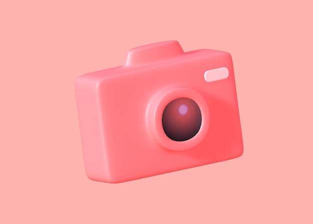 3d illustration Photo camera with with lens and button