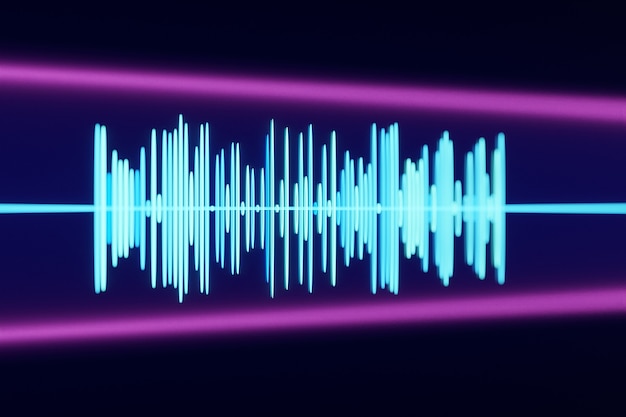 3d illustration of pink and blue glowing color lines
