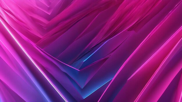 Photo 3d illustration of pink and blue glowing color lines