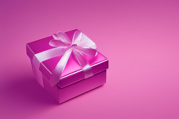 3d illustration of pink gift box with ribbon happy valentines day isolation