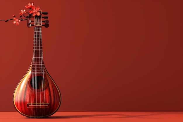 Photo 3d illustration of pipa chinese musical instrument