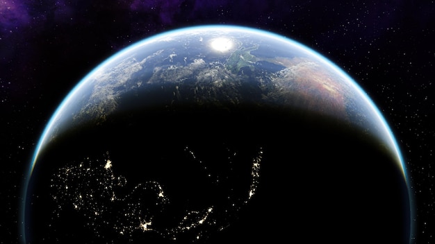 Illustrazione 3d pianeta terra negli elementi spaziali di questa immagine fornita dalla nasa