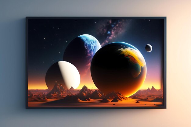 3D illustration of a planet in space with stars and planet