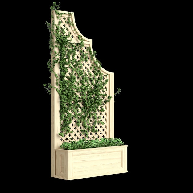 3d illustration of planter with trellis isolated on black background