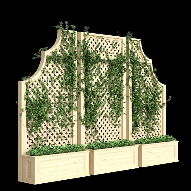 3d illustration of planter with trellis isolated on black background