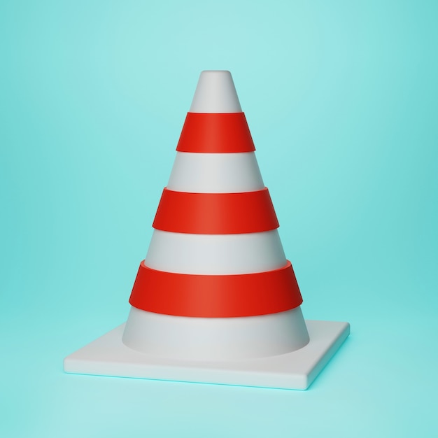 3D illustration of plastic and metal traffic cone