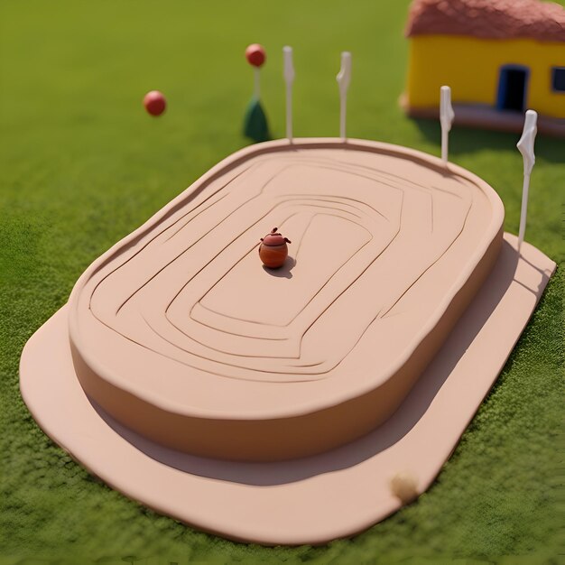 Foto un'illustrazione 3d di un modello in plastica di un campo da golf