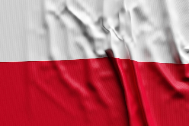 3D illustration of Poland national developing flag. Country symbol.