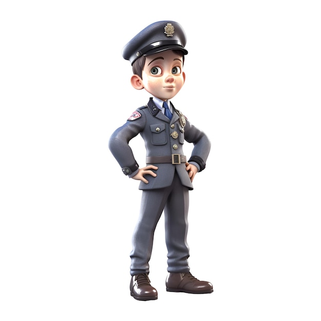 3D illustration of a police man isolated on white background with clipping path