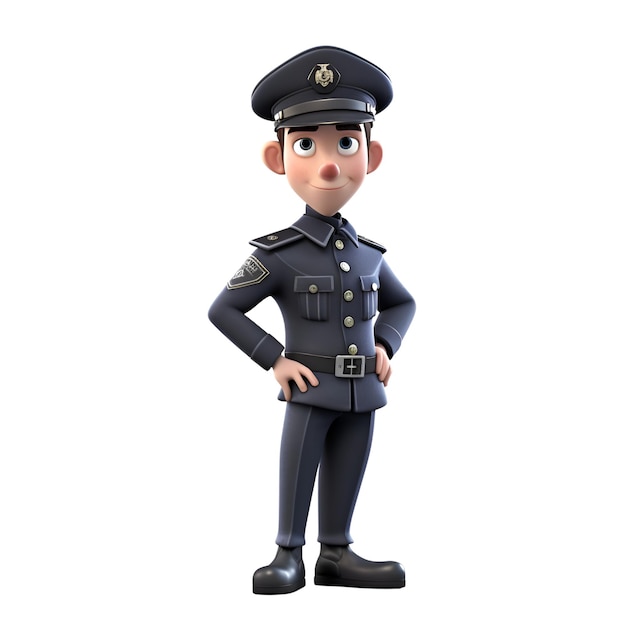 3D illustration of a police officer isolated on a white background
