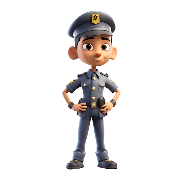 3Dイラスト 警察官と白い背景