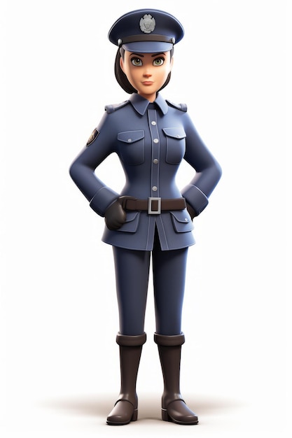 3D illustration of a policewoman