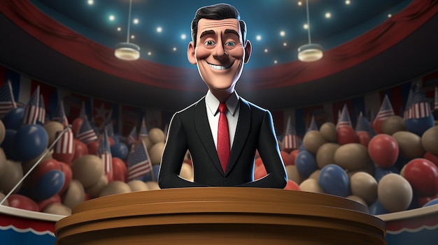 写真 3dイラストで大統領候補の政治漫画を描く