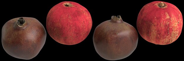 3d illustration of pomegranate isolated on black background