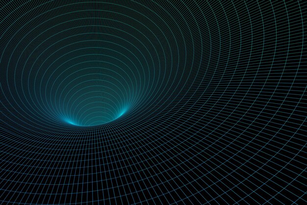 Illustrazione 3d di un portale da una passerella circolare un primo piano di un tunnel scuro quadrato