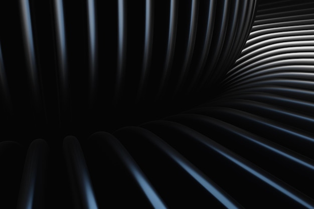 3d illustration of a portal walkway A closeup of a round black monocrome tunnel