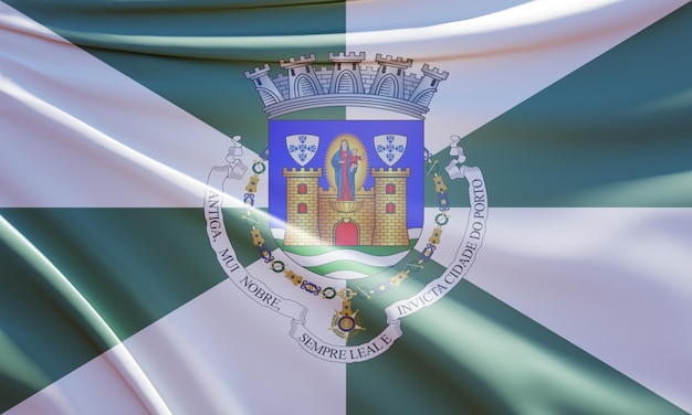 3d иллюстрация флага порту на волнистой ткани