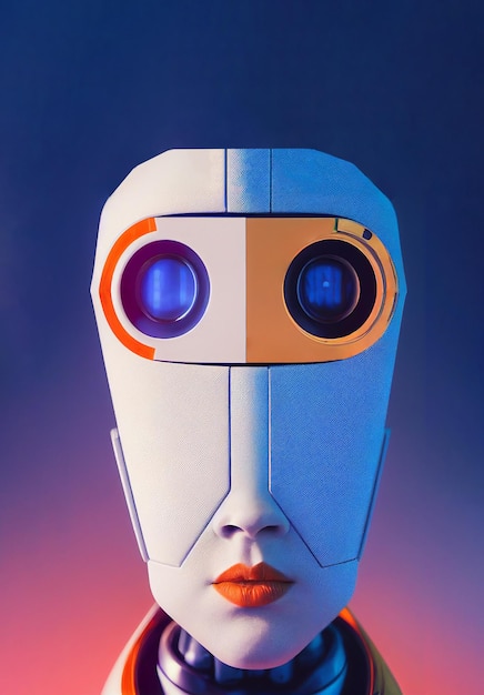 3d illustration portrait of a futuristic robot with white face