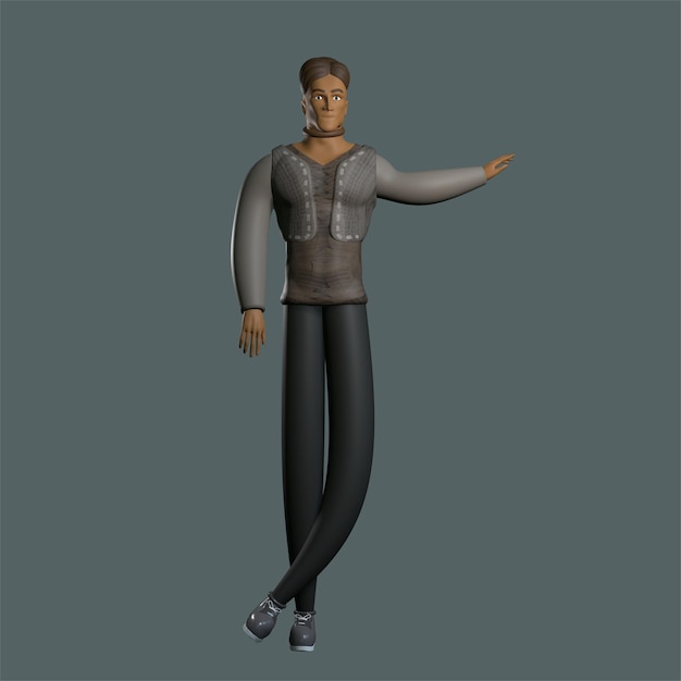 3D illustration pose man for businessman celebrating success, working in office, isolated