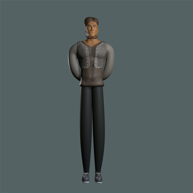 Photo 3d illustration pose man for businessman celebrating success, working in office, isolated