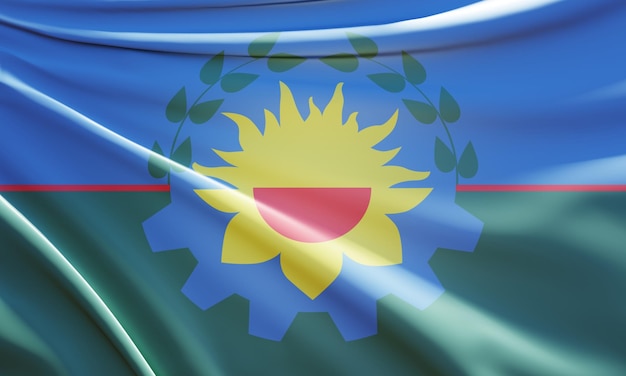 3d illustration of the province of buenos aires flag on wavy fabric