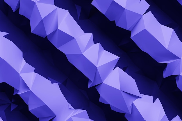 Illustrazione 3d cristalli viola patter su uno sfondo monocromatico sfondo geometrico