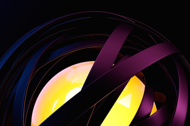 3 D イラスト紫イリュー ジョン等尺性抽象図形カラフルな図形が絡み合って
