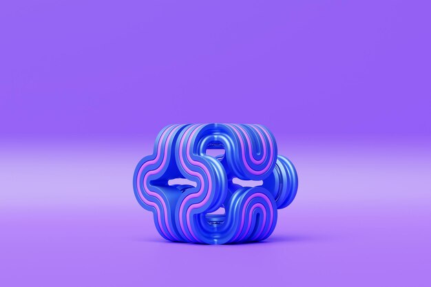 3D illustration of a purple node against purple background Fantastic shape Simple geometric shapes