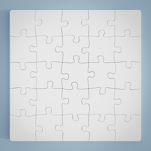 Foto illustrazione 3d pezzi di puzzle isolati su sfondo bianco rendering 3d