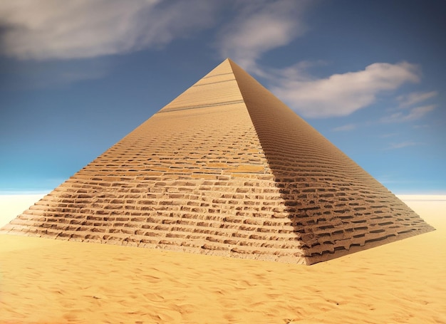 3d illustration pyramid with camel solid background