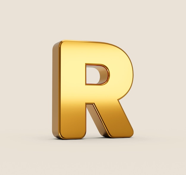 3d иллюстрация алфавита R на бежевом фоне с тенью