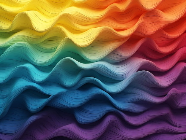 3d illustration rainbow wavy lines background pattern texture