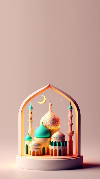 3D Illustration of Ramadan Mosque Instagram Story Background