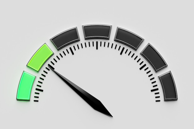 3D Illustration of a readiness display graph with a pointer to the minimum load Green zone