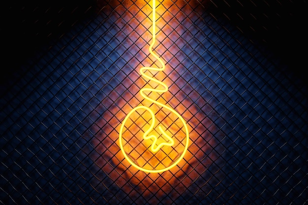 3d иллюстрация реалистичный изолированный знак неоновой лампочки для украшения и покрытия на фоне стены