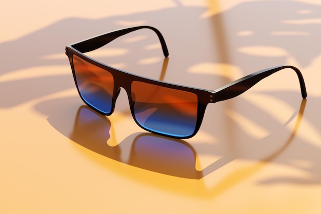 3d illustration of realistic sunglasses with shadows on a monocrome backdrop