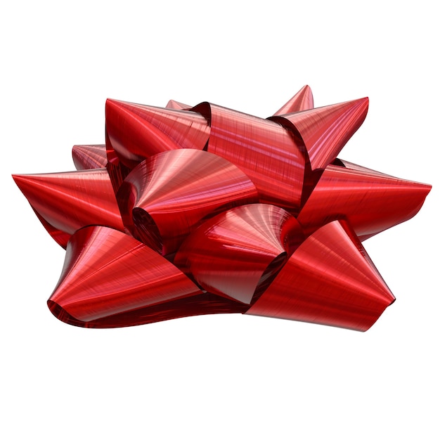 3D illustration of red ribbon bow isolated wall.