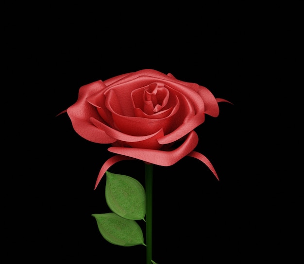 3d illustration red rose simple flower sweet  background