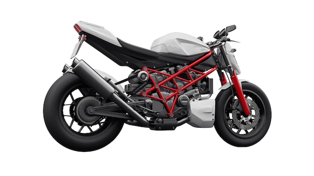 3d illustration. Red urban sport motorcycle on a white background. 3d rendering.