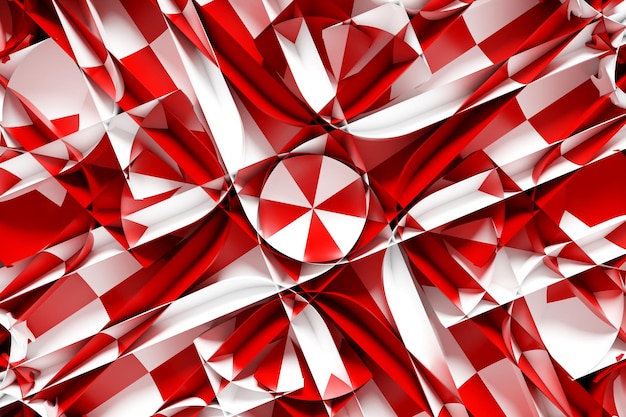 Photo 3d illustration red and white geometric pattern geometry background pattern