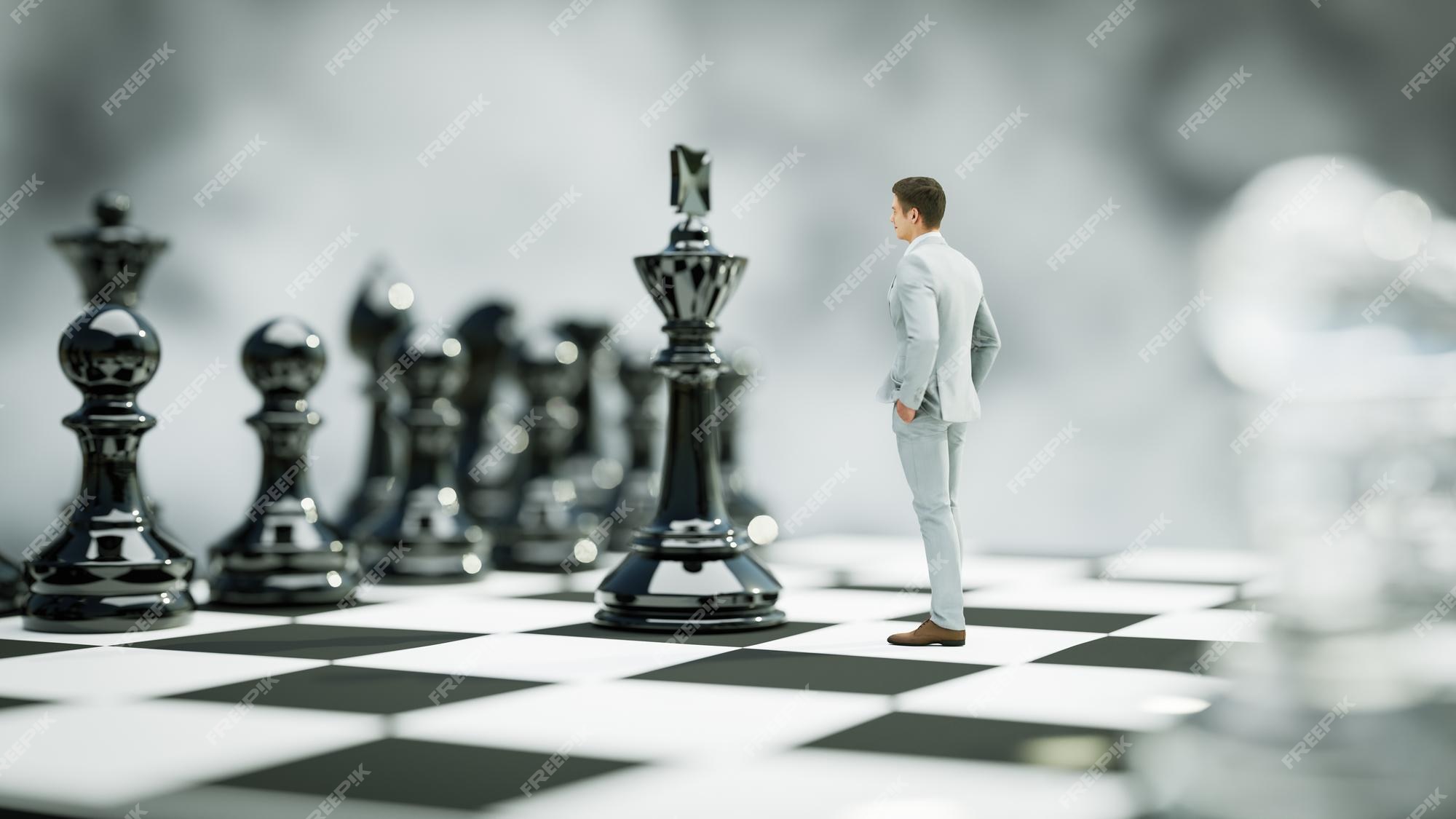 3D illustration Chess game on board. Concepts business ideas and strategy  ideas. Glass chess figures on a dark background with depth of field effects  Stock Photo - Alamy