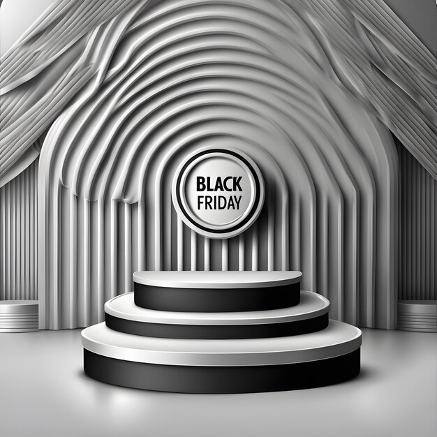 3d illustration rendering for Black friday sale banner podium stage design background ai generated