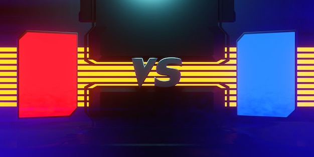 3d illustration rendering of futuristic cyberpunk city gaming wallpaper scifi background a esports gamer vs banner sign of neon glow versus player challenge