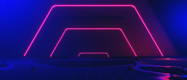 3d illustration rendering of futuristic cyberpunk city gaming wallpaper scifi background a esports gamer vs banner sign of neon glow versus player challenge